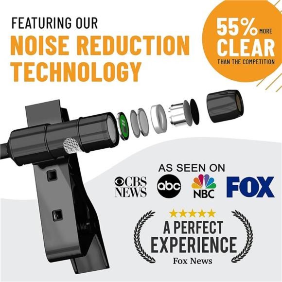 Microphone 2 Pack- Clip-On Microphones with Omnidirectional Condenser - Lavalier - Picture 4 of 6